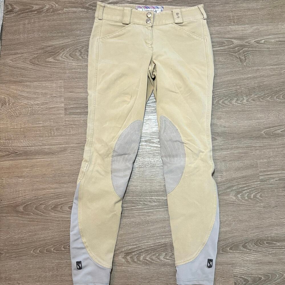 Tredstep Symphony Tan Riding Breeches Suede Knee Patch Womens 26L Equestrian